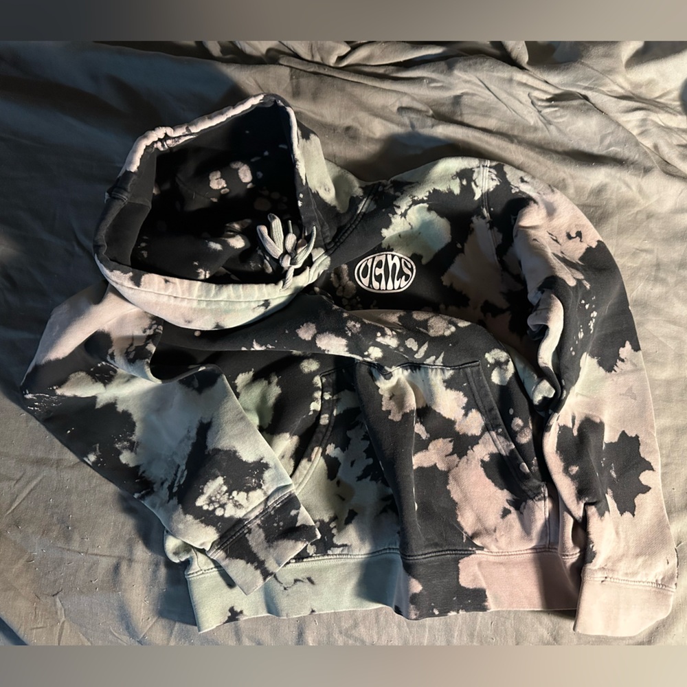 Vans hoodie - bleach dyed tiedye - mens M